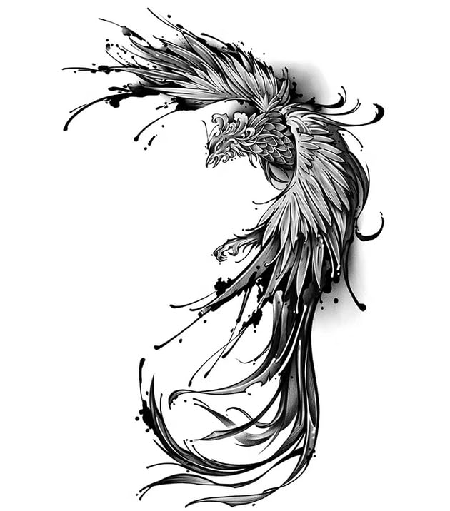 Amazon.co.jp: フェニックスフルバックタトゥーステッカー防水長持ち